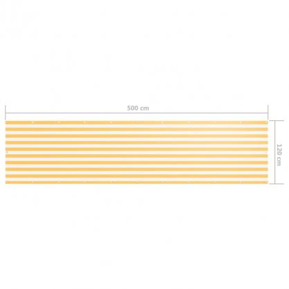 Balkonskrm hvid og gul 120x500 cm oxford stof , hemmetshjarta.dk