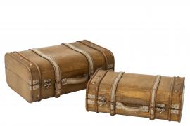 Dekorative kufferter afrundet træ Beige 2-pack 45,5x33x18,5 , hemmetshjarta.dk