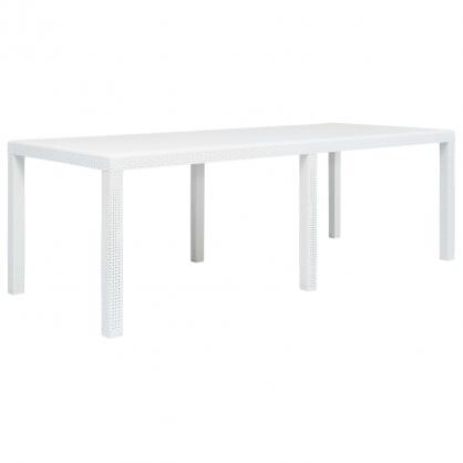 Spisebord til have 220x90x72 cm hvid kunstrattan , hemmetshjarta.dk