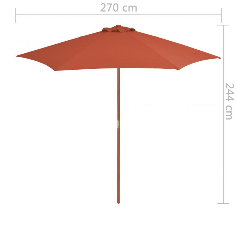 Parasol med trstang 270 cm terracotta , hemmetshjarta.dk