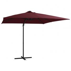 Frithængende parasol med stang og LED bordeaux 250x250 cm , hemmetshjarta.dk