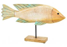 Maritim Dekoration fisk lavet af mangotræ, grøn (B/H/D) 40x22x7cm , hemmetshjarta.dk