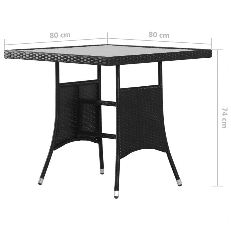 Spisebord til have 80x80x74 cm sort kunstrattan , hemmetshjarta.dk