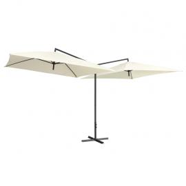 Dobbelt parasol med stålstang 250x250 cm sandhvid , hemmetshjarta.dk