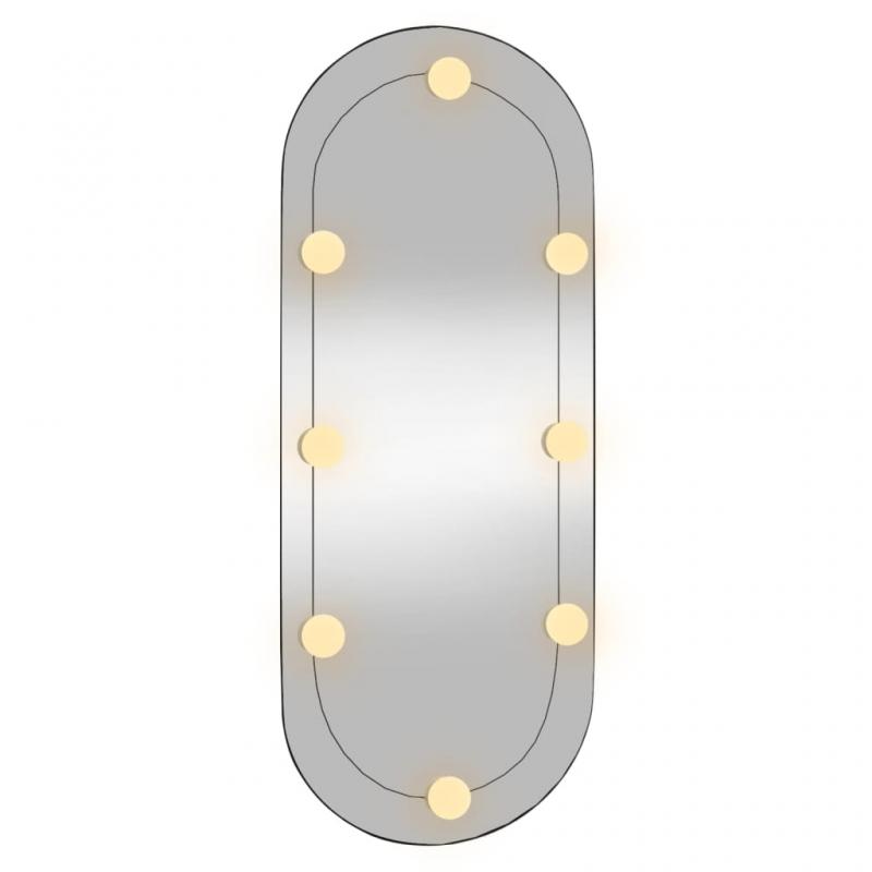 Vgspejl med LED-belysning oval 30x70 cm glas , hemmetshjarta.dk