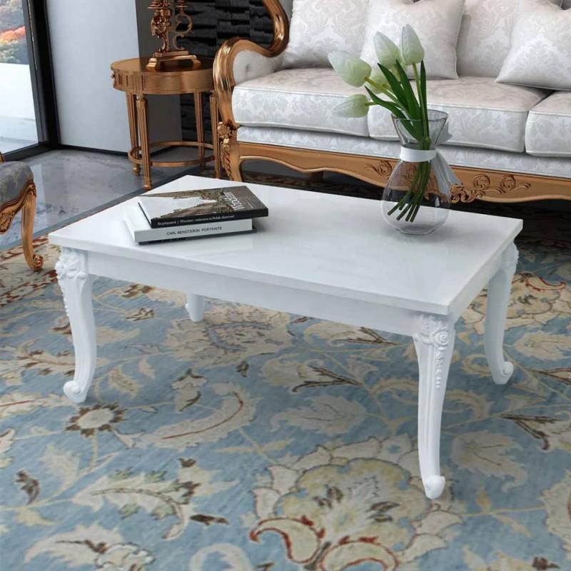 Sofabord klassisk 100x60x42 cm hvid hjglans , hemmetshjarta.dk