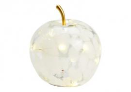 Dekoration LED Æble glas Hvid 20 LED timer (B/H/D) 16x17x16cm , hemmetshjarta.dk