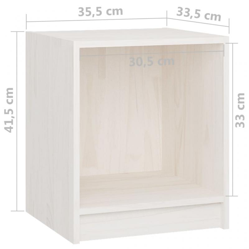 Sengebord 35,5x33,5x41,5 cm massiv fyrretr hvid 2 stk , hemmetshjarta.dk