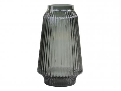 Vase med riller Carbon glas H32/D18 cm , hemmetshjarta.dk