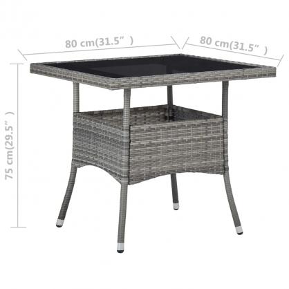 Spisebord til have med glasplade 80x80x75 cm gr syntetisk rattan , hemmetshjarta.dk