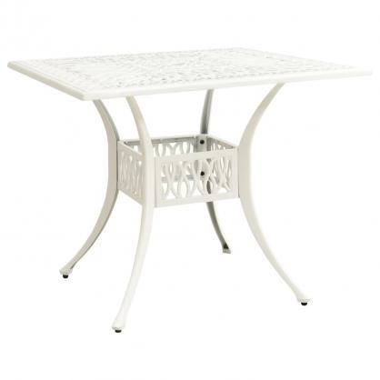 Sofabord til have 90x90x73 cm hvid stbt aluminium , hemmetshjarta.dk