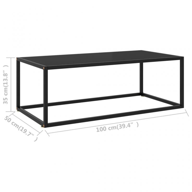 Sofabord 100x50x35 cm sort med sort glas , hemmetshjarta.dk