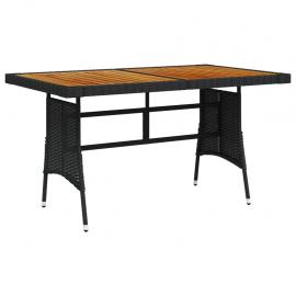 Spisebord til have 130x70x72 cm sort kunstrattan massiv akacie , hemmetshjarta.dk