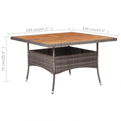 Spisebord til have 120x120x75 cm gr kunstrattan og massiv akacie , hemmetshjarta.dk