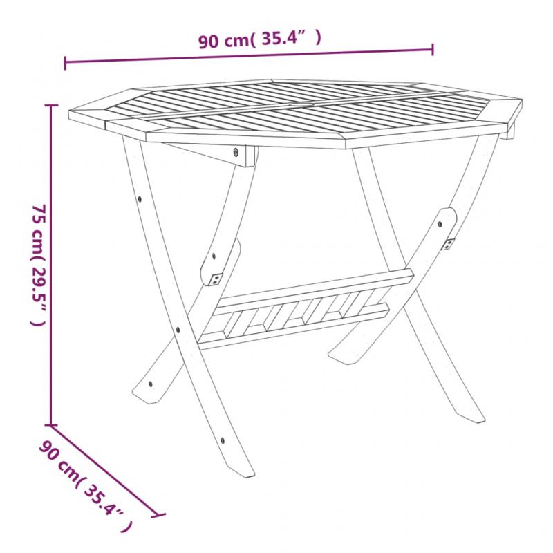 Sammenklappeligt spisebord til have 90x75 cm massivt akacietr , hemmetshjarta.dk