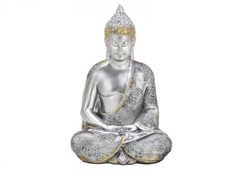 Dekoration Buddha slv polyresin (B/H/D) 13x21x11cm , hemmetshjarta.dk