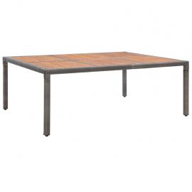 Spisebord til have 200x150x74 cm grå kunstrattan og akacietræ , hemmetshjarta.dk