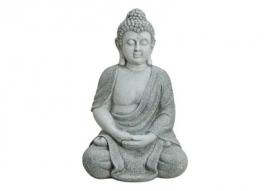 Dekoration Buddha XL grå siddende polyresin (B/H/D) 40x62x35 cm , hemmetshjarta.dk