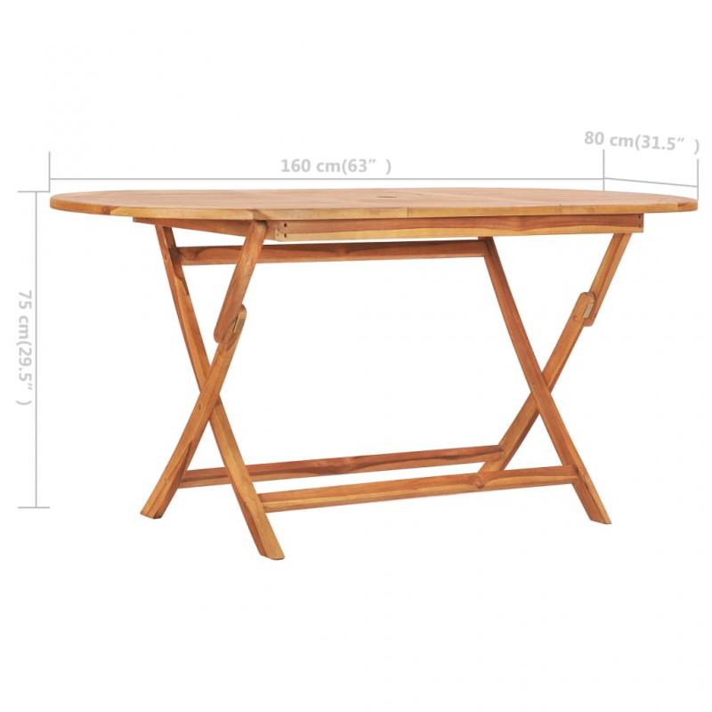 Sammenklappeligt spisebord til have 160x80x75 cm massivt teaktr , hemmetshjarta.dk
