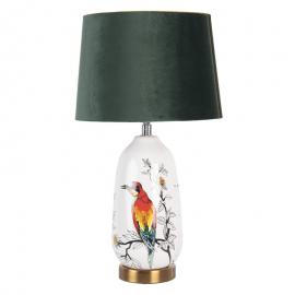 Bordlampe Ø 28x50 Cm Hvid Grøn Polyresin Bird Skrivebordslampe , hemmetshjarta.dk