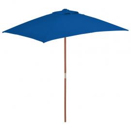 Parasol med træstang 150x200 cm blå , hemmetshjarta.dk