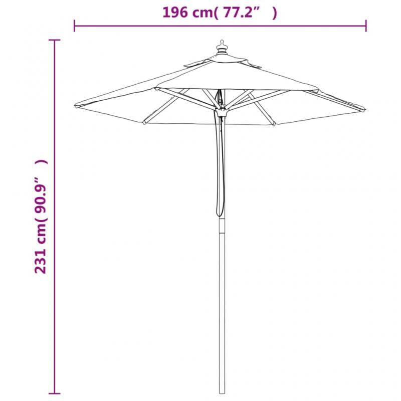 Parasol med trstang 196x231 cm grn , hemmetshjarta.dk