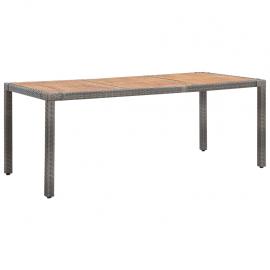 Spisebord til have 190x90x75 cm grå kunstrattan massivt akacietræ , hemmetshjarta.dk