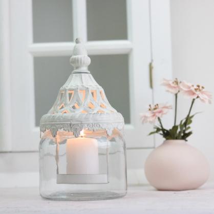A Lot decoration Lanterne/vase med lg 21 cm - antik hvid , hemmetshjarta.dk