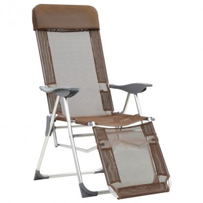 Campingstole foldbare 2 stk med fodsttte tekstilen brun , hemmetshjarta.dk
