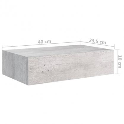 Flydende vghylde med skuffe betongr 40x23,5x10 cm MDF , hemmetshjarta.dk