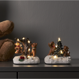 Julepynt LED Tedville Hus Bamse 2-pack , hemmetshjarta.dk