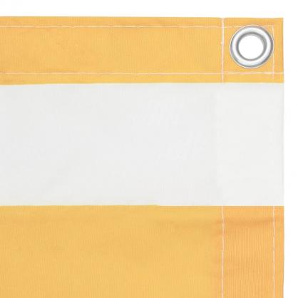 Balkonskrm hvid og gul 75x400 cm oxford stof , hemmetshjarta.dk