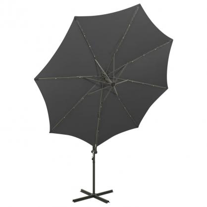 Frithngende parasol med stang og LED antracit 300 cm , hemmetshjarta.dk