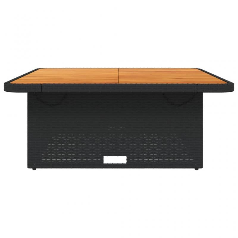 Spisebord til have 110x110x71 cm sort kunstrattan og akacietr , hemmetshjarta.dk
