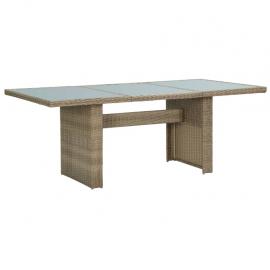 Spisebord til have 200x100x74 cm brunt glas og kunstrattan , hemmetshjarta.dk