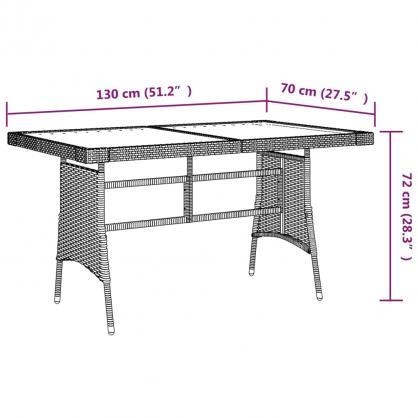 Spisebord til have 130x70x72 cm gr kunstrattan massiv akacie , hemmetshjarta.dk