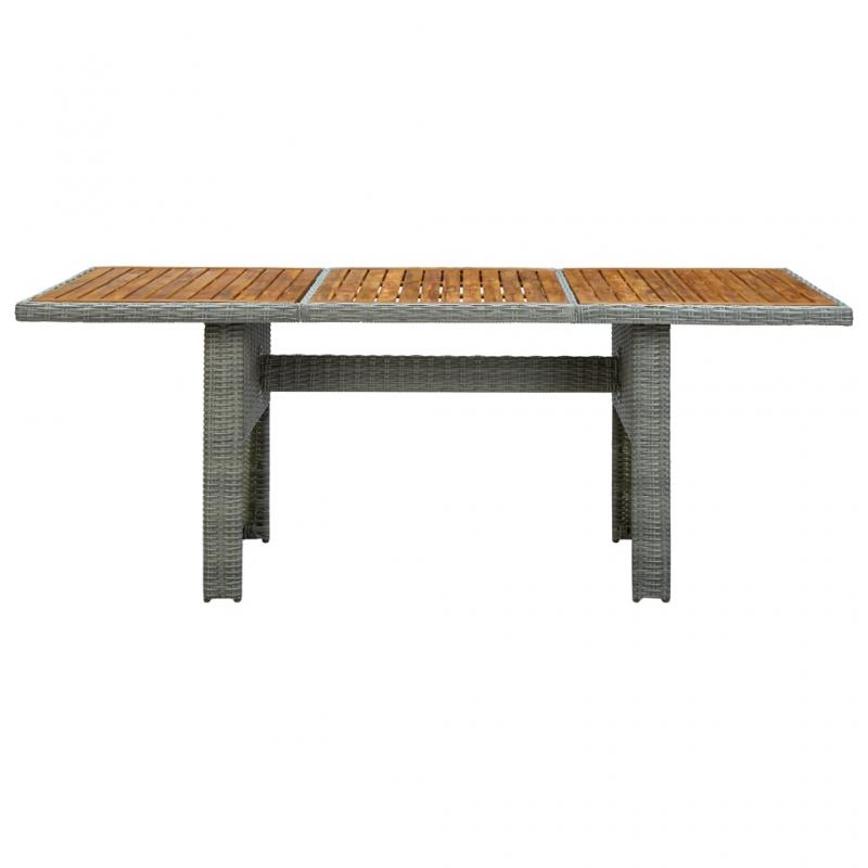 Spisebord til have 200x100x74 cm lysegr kunstrattan og massivt akacietr , hemmetshjarta.dk