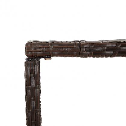 Barbord med glasplade 110x70x110 cm brun kunstrattan , hemmetshjarta.dk