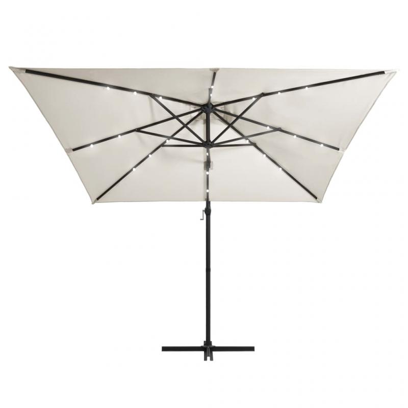 Frithngende parasol med stang og LED sand 250x250 cm , hemmetshjarta.dk