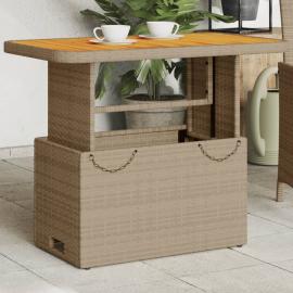 Spisebord til have 90x55x71 cm beige kunstrattan og akacietræ , hemmetshjarta.dk