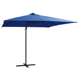 Frithængende parasol med stang og LED azurblå 250x250 cm , hemmetshjarta.dk