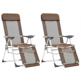 Campingstole foldbare 2 stk med fodstøtte tekstilen brun , hemmetshjarta.dk