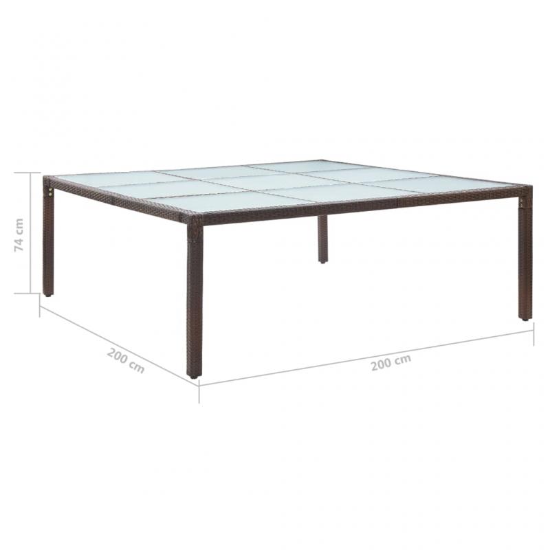 Spisebord til have 200x200x74 cm brun kunstrattan , hemmetshjarta.dk