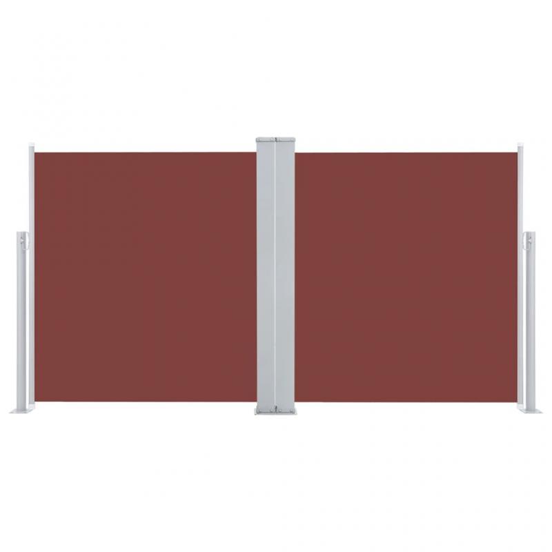 Udtrkkeligt sidemarkise til terrasse brun 117x600 cm dobbelt , hemmetshjarta.dk