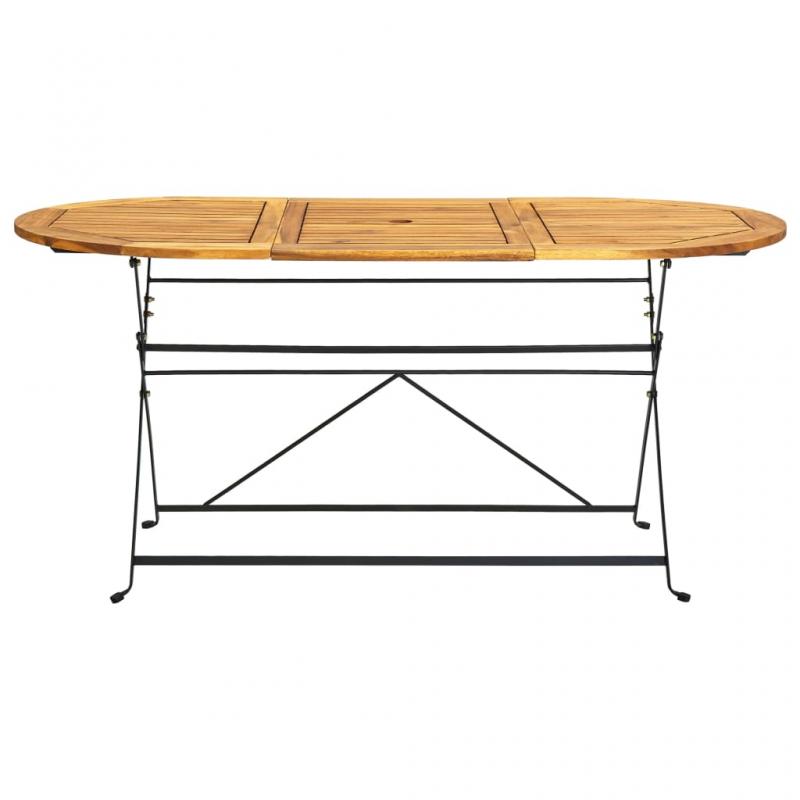 Sammenklappeligt spisebord til have 160x85x74 cm massivt akacietr oval , hemmetshjarta.dk