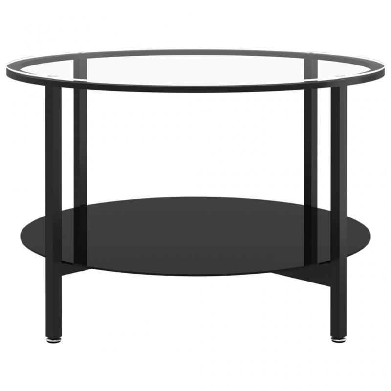 Sofabord hrdet glas sort og gennemsigtigt 70 cm , hemmetshjarta.dk