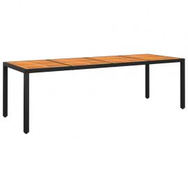 Spisebord til have 250x100x75 cm akacietræ og kunstrattan sort , hemmetshjarta.dk