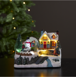 Julepynt LED Winterville Hus Snemand , hemmetshjarta.dk