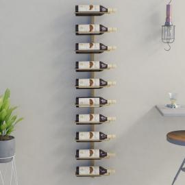 Vægmonteret vinreol til 10 flasker guldmetal , hemmetshjarta.dk