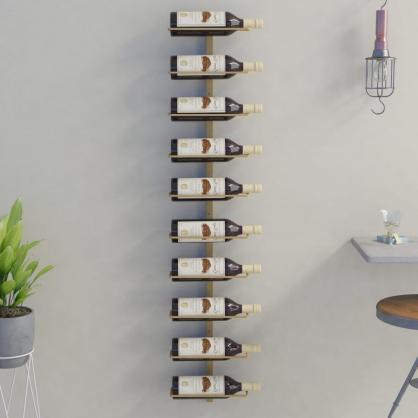 Vgmonteret vinreol til 10 flasker guldmetal , hemmetshjarta.dk